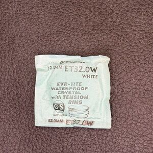 NOS GS Evr-tite Waterproof Watch Crystal w/ Tension Ring. ET32.0 W 32.0mm Sealed